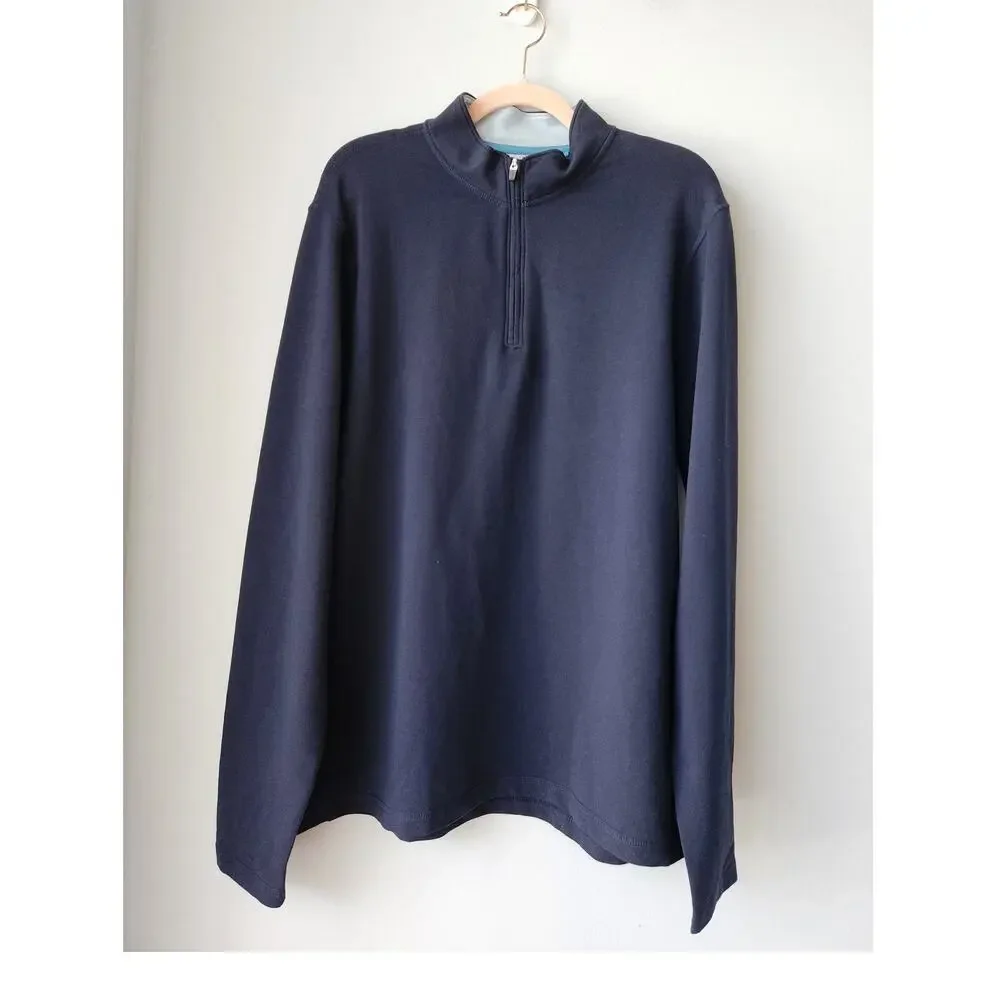NWT J. Crew Performance Quarter-Zip Moister Wicking Navy L